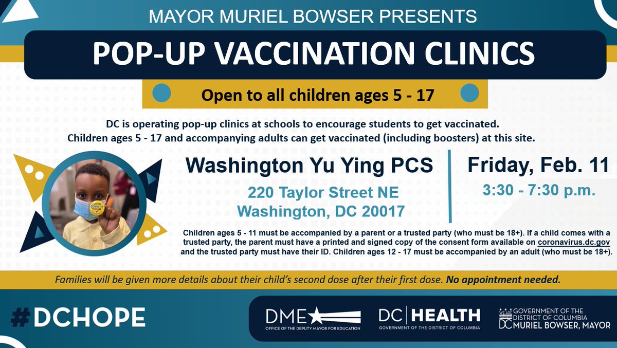 Yu Ying’s second on-campus COVID-19 vax clinic is next Friday, Feb. 11! Come see us from 3:30 - 7:30 p.m. 📢Please share!