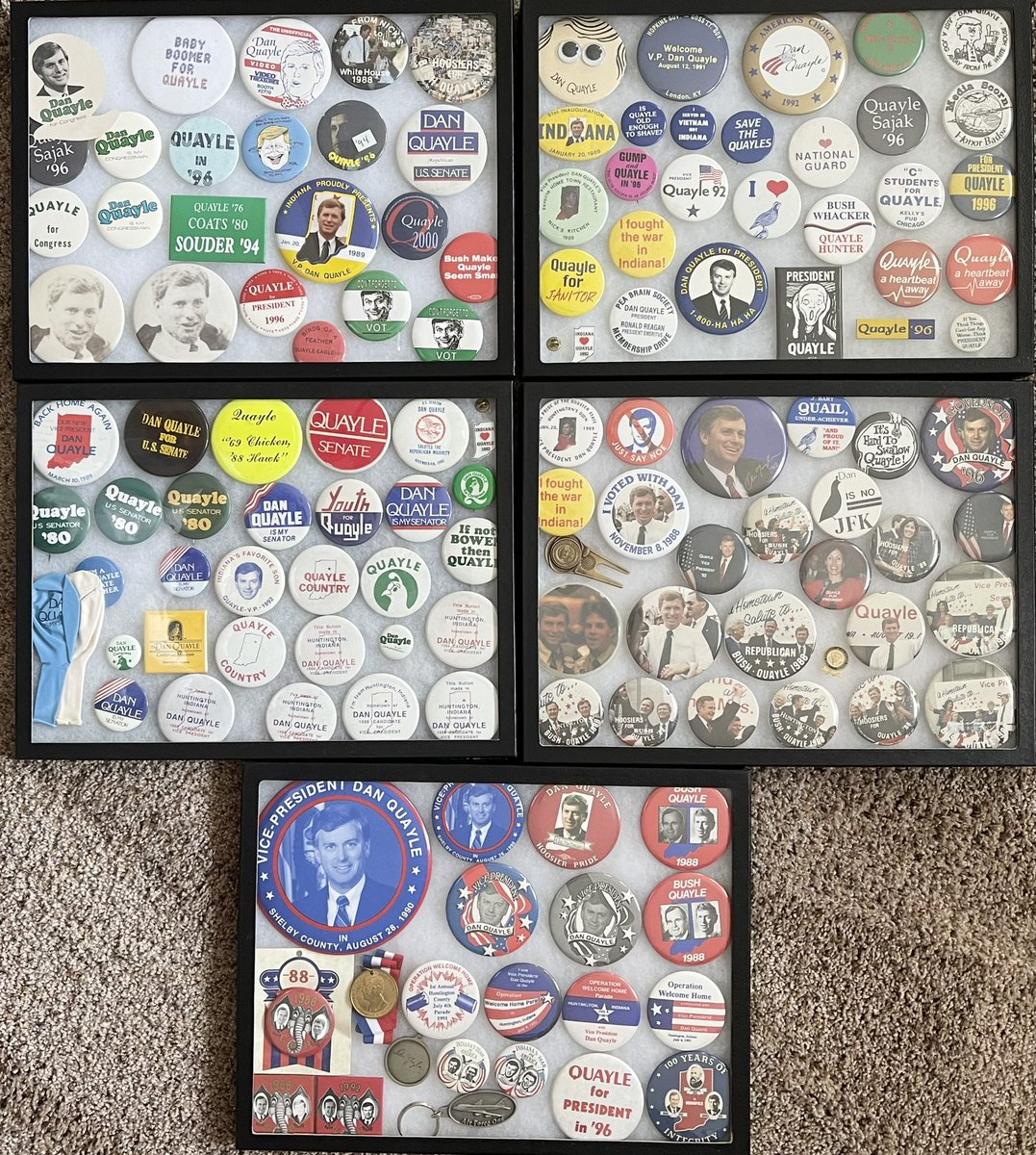 mike_mcquillen's tweet photo. Happy 75th Birthday to the Honorable Vice-President Dan Quayle. A selection of items from his #1 collector fan! @APIC_USA @PoliticalParad4 @GOP  @indgop @IndyGOP @GeorgeHWBush @bushlibrary #MarilynQuayle #DanQuayleMuseum https://t.co/mjZTyHIIew