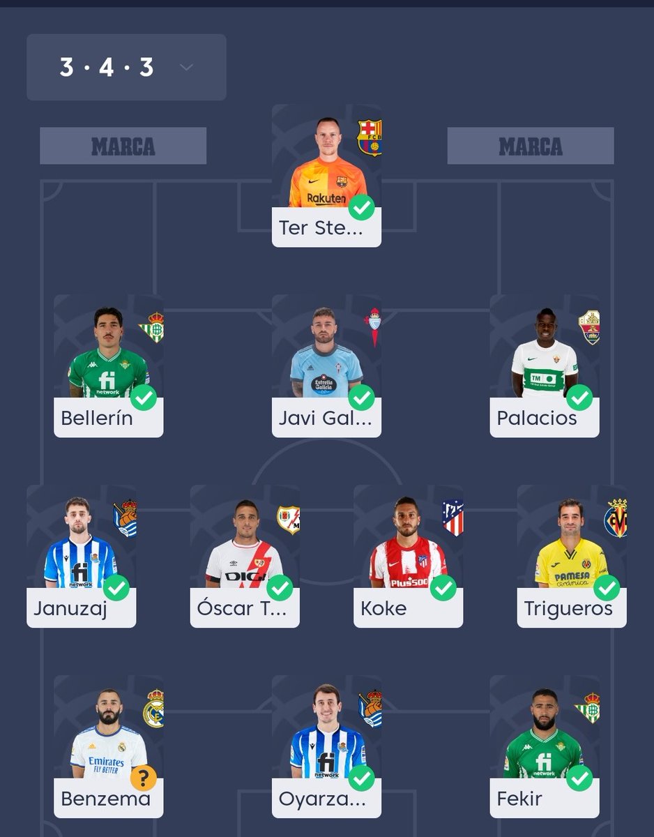 @sr_minguezLFM <a href="/FantasyLaLiga/">Fantasy LALIGA</a> <a href="/DeporteParaiso/">Paraiso del Deporte</a> <a href="/julianCHross/">Julian Ross</a> @josmiz2 @CaminantFantasy @ToBaFe <a href="/ra_plo/">Ramón 🍍</a> <a href="/DLCDLC5/">DLC DLC</a> <a href="/kingfantasy8/">kingfantasy</a> Vamos con la jornada 23 y la recién estrenada y nombrada #LFMSrMinguez🔥🔥. Estos son los 11 jugadores que <a href="/DeporteParaiso/">Paraiso del Deporte</a> nos ha recomendado alinear para intentar acercarnos a la cabeza que no baja la guardia. Suerte 🍀🤞 a todos !!