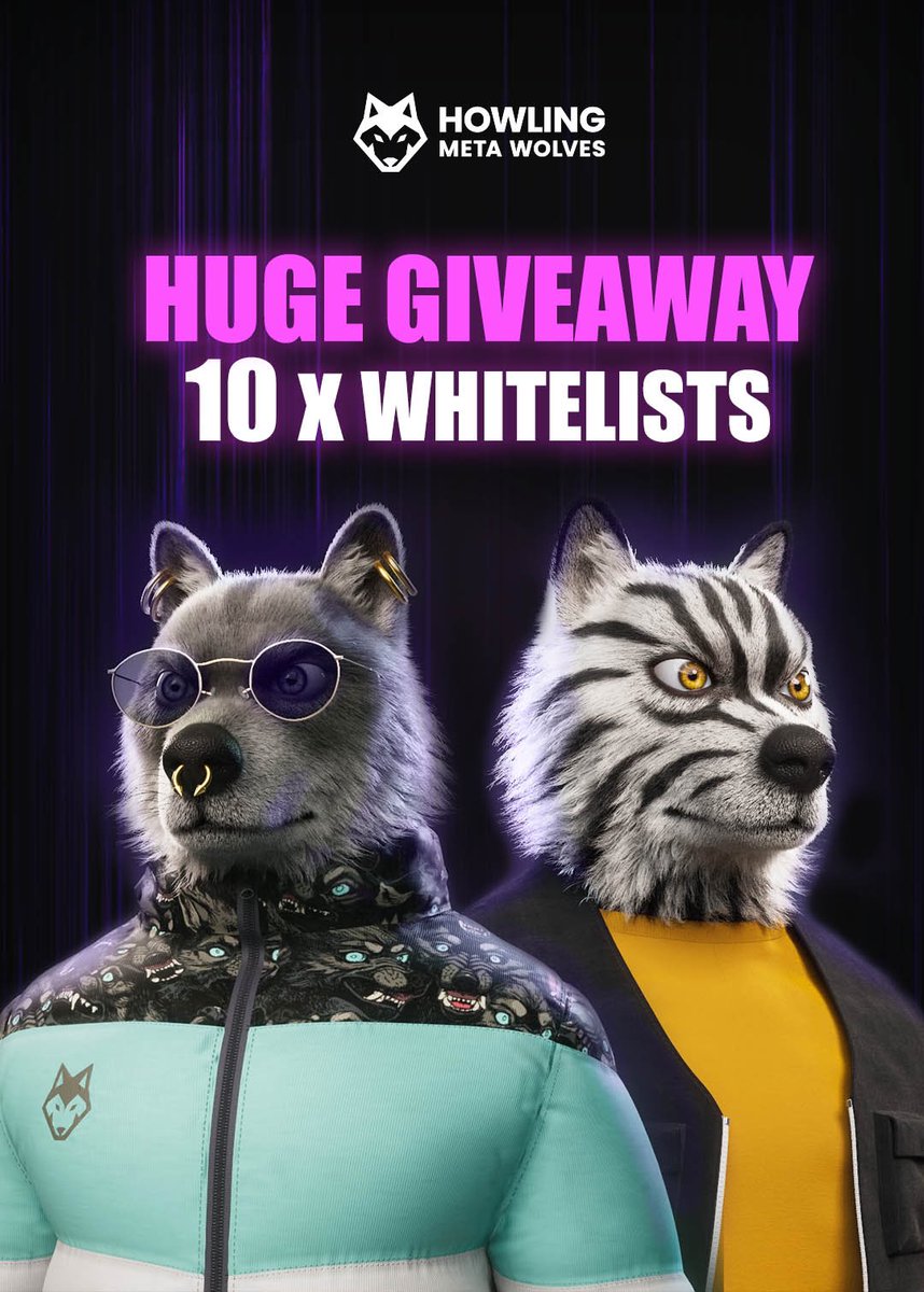 Howling Meta Wolves #NFTGiveaway 🎁
Giving away 10 X WL Spots

🙌 Made by talented Netflix, Disney, Ubisoft Artists.. TBA

Discord just opened, join early! 🚀

To win : 
✅ RT &amp; Follow 
<a href="/HowlingMetaWolf/">Howling Meta Wolves</a>
 ✅Join the discord : discord.gg/howlingmetawol…

⏳ 24H
#NFT #NFTCommunity