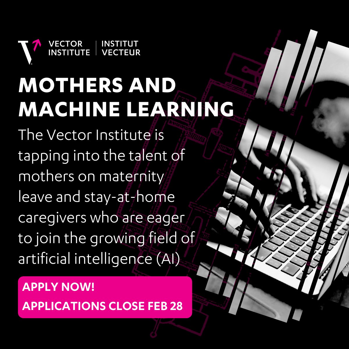 VectorInst's tweet photo. 📢 We are launching a fully-funded 6-week machine learning (#ML) course for mothers and caregivers! Still figuring out sleep cycles or feeding options? That’s ok, we want you in the program! 

📄Applications close Feb 28, apply now!
https://t.co/jFoiqdjqK9 https://t.co/SuIM87NBo0