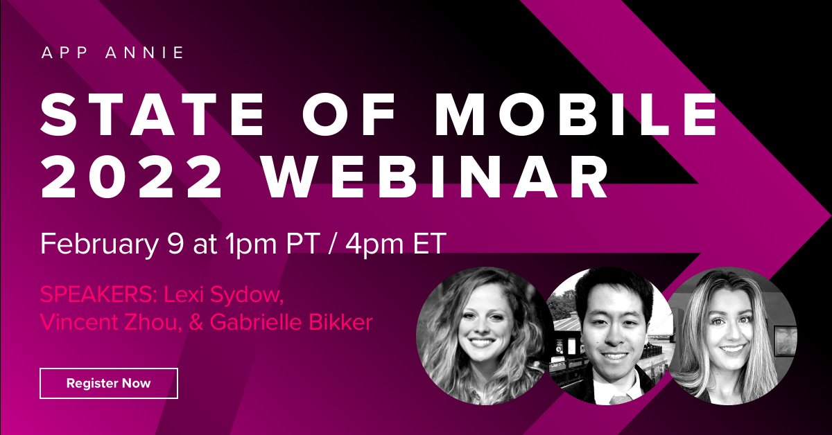Join us 2/9 at 1pm PST for all you need to know about the #mobile ecosystem to plan your 2022 strategy: bit.ly/3J6aIyL Discover the apps and games that are winning with consumers across 30 markets in the Americas, Europe and Asia-Pacific. #mobiletrends #mobileapps