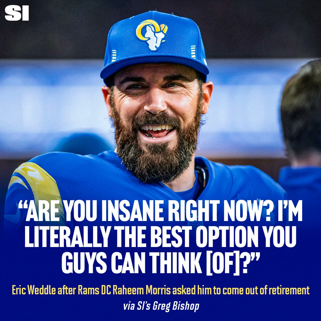 SInow's tweet photo. A little more than two weeks ago, the Rams’ search for a safety brought them to a retiree who hadn’t played since 2019.

How Eric Weddle became Super Bowl–bound: https://t.co/h6O3ti2M8M https://t.co/LHH6xHSRRN