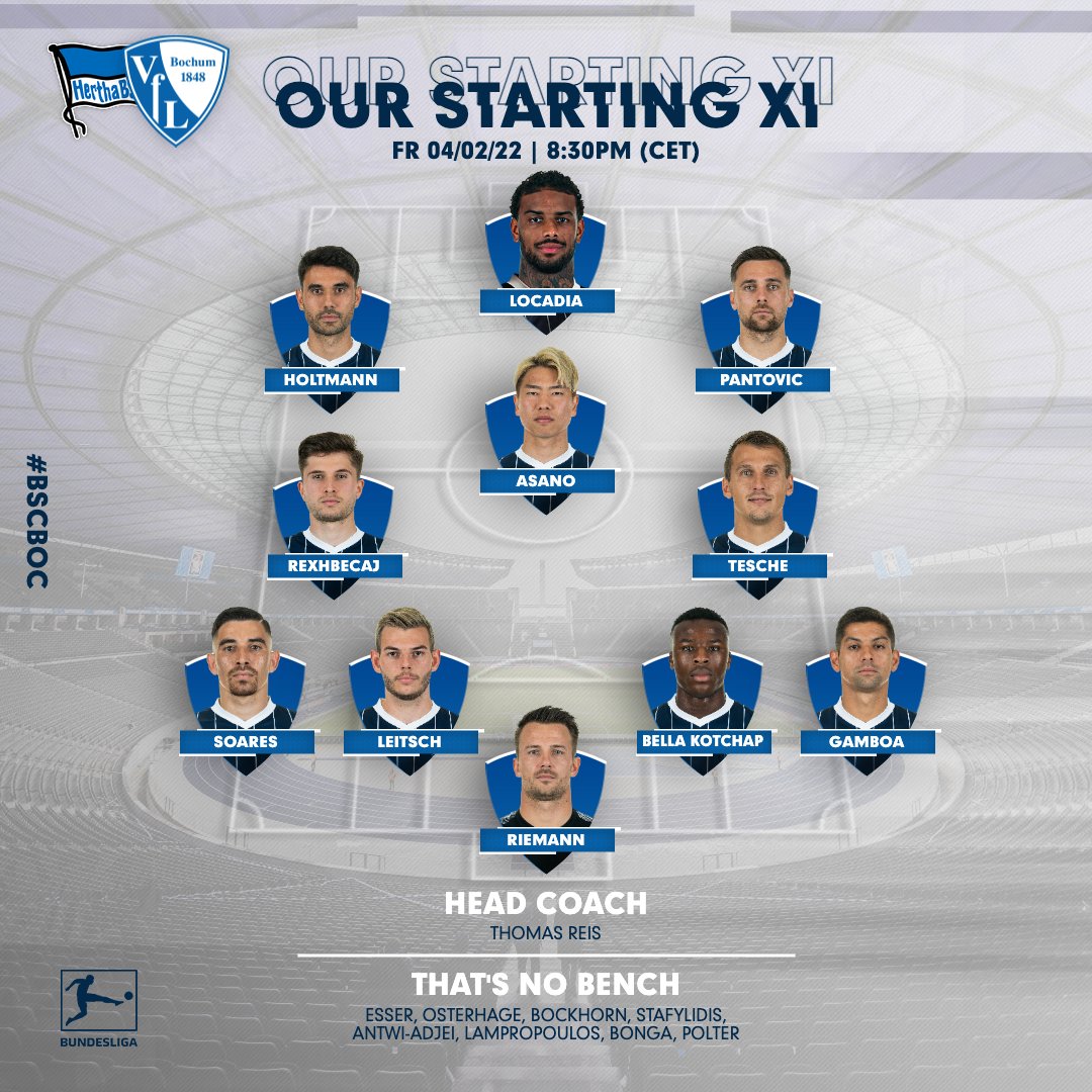 VfLBochum1848EN's tweet photo. Here's how we line up for this evening's match.

Presented by our main sponsor @Vonovia_SE.

#BSCBOC #meinVfL https://t.co/Zj64dd2BDA