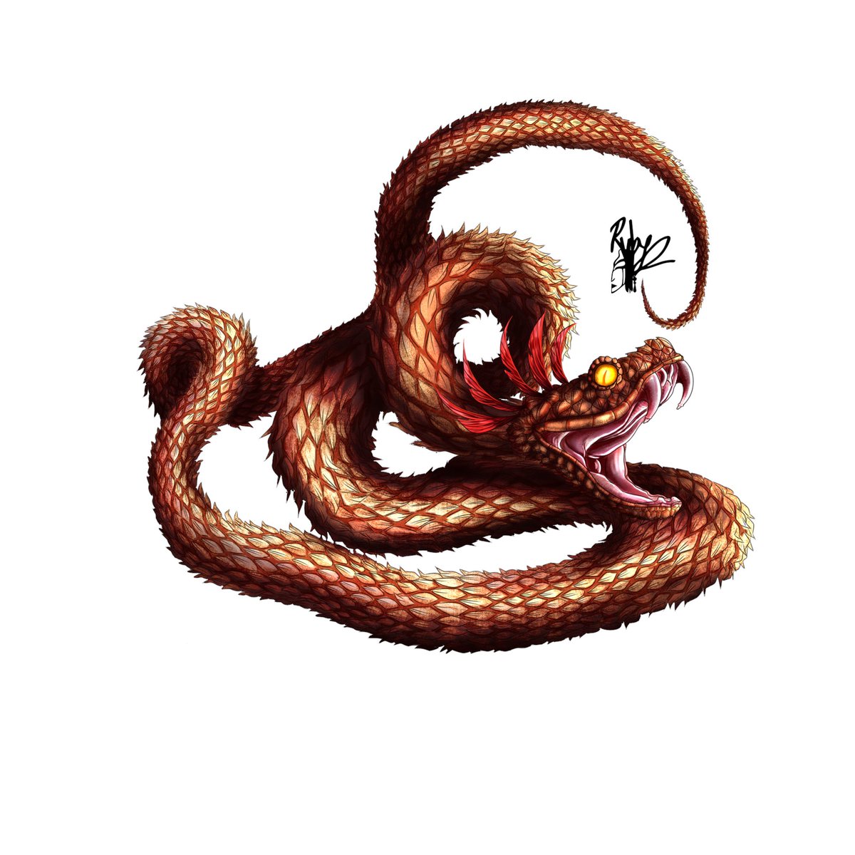 RubyDaisyArt1's tweet photo. Snake Famulus done!
:3

#digitalpainting #digitalartist #art #digitalart #digitaldrawing #digitalillustration #famulus #snake #snakedrawing #goldeneye #snakescales #fantasy #esras #worldofesras https://t.co/1bWnbigcIX