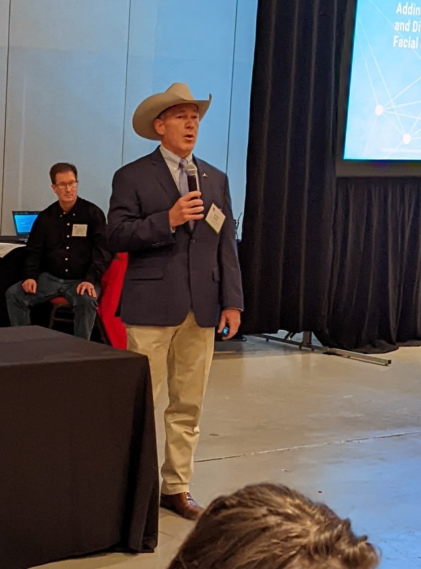 Keynote Speaker Skylor Heard, Director of Governor Relations for Clearview AI, discusses facial recognition and image comparison in the fight against human trafficking. #alabamahumantraffickingsummit #enditalabama