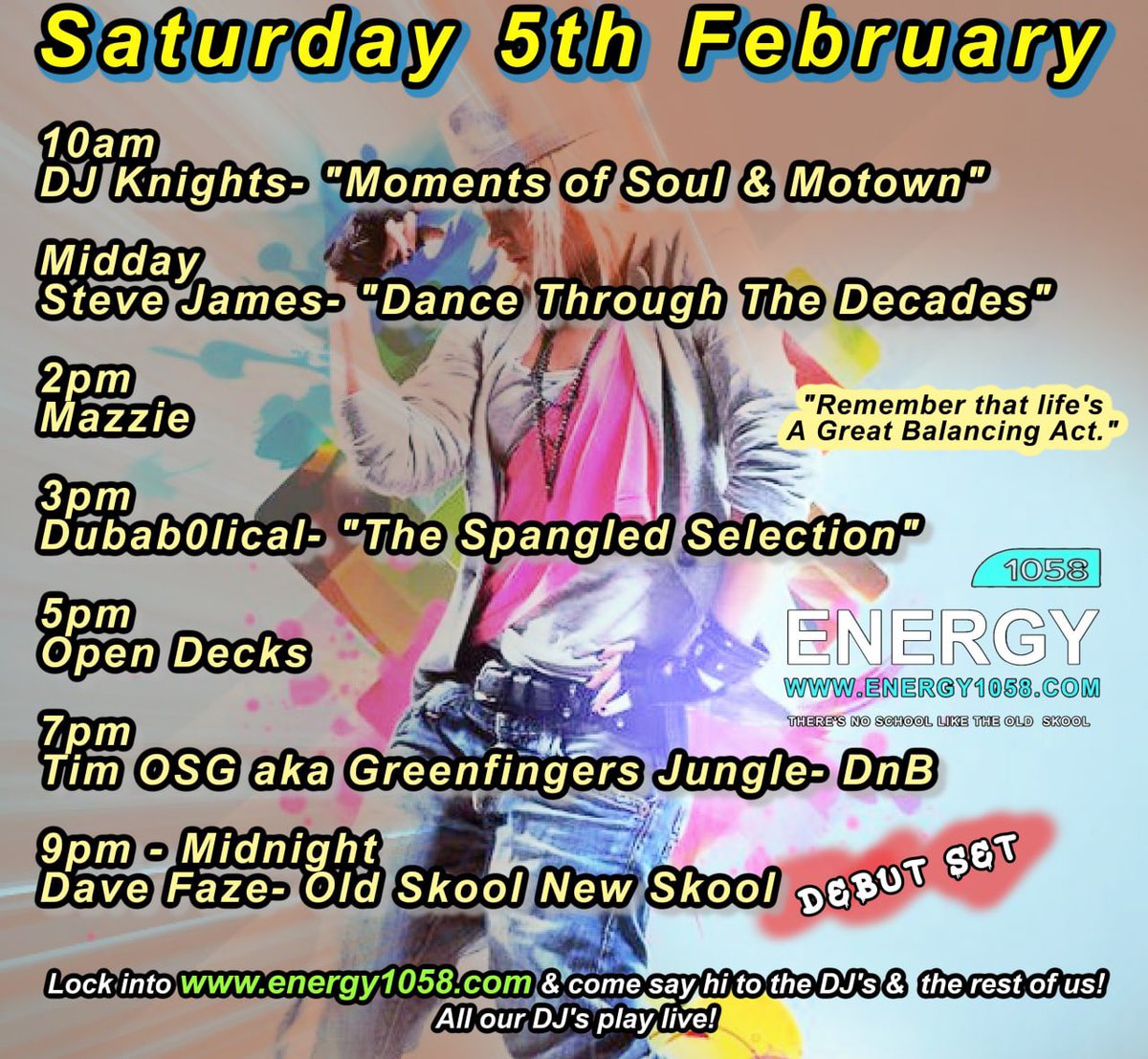 ⚠️ #Energy1058
Fat madd Saturday Sesh
Keep it Locked we’re 
LIVE from 1️⃣0️⃣am 
come say Ello! 🙌🏽💙
•
Listen live ► energy1058.com
or radio-uk.co.uk//energy-1058-fm
come say hi in the chatroom energy1058.com
<a href="/DJKandSJ/">stevejames+djknights</a> @DJmazzie <a href="/dubab0lical/">Dubab0lical</a> <a href="/tim_gardener/">DJ TIM OSG aka greenfingers jungle</a> @Fazedeejay