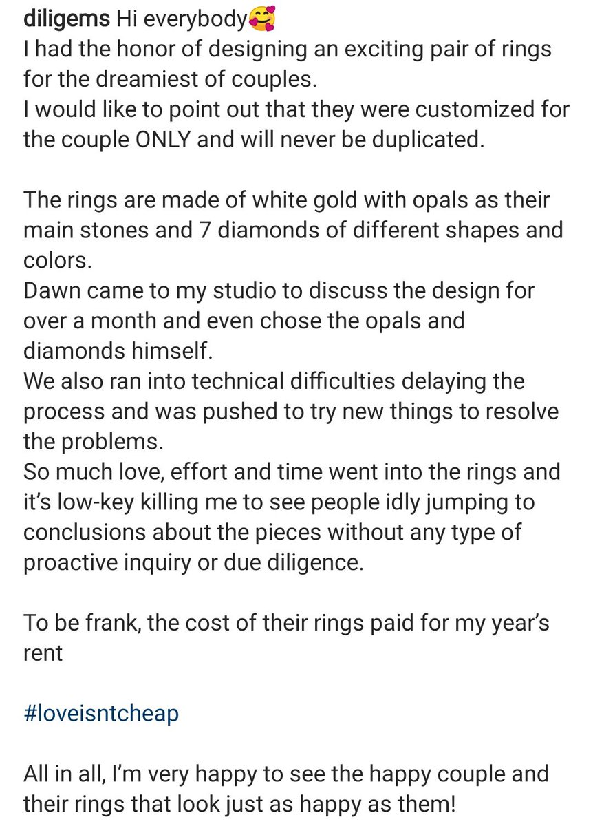 softforhyudawn's tweet photo. “honestly, the cost of their rings paid for my years rent” 

“dawn came to my studio and we worked on the design for over a month.” 

😭😭😭 https://t.co/N9bL7QAZHV
