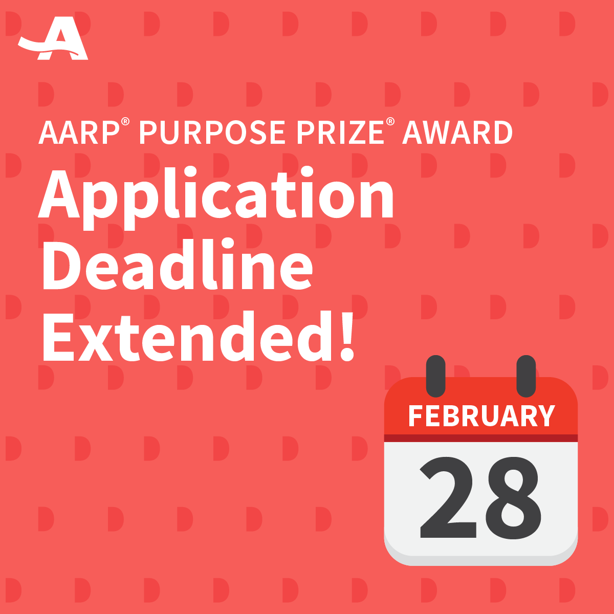 Calling all 50+ nonprofit founders! The deadline for the AARP® Purpose Prize® Award has been extended. Submit your application today through February 28th! spr.ly/6010KMeKk  <a href="/AARP/">AARP</a> @AARPFoundation