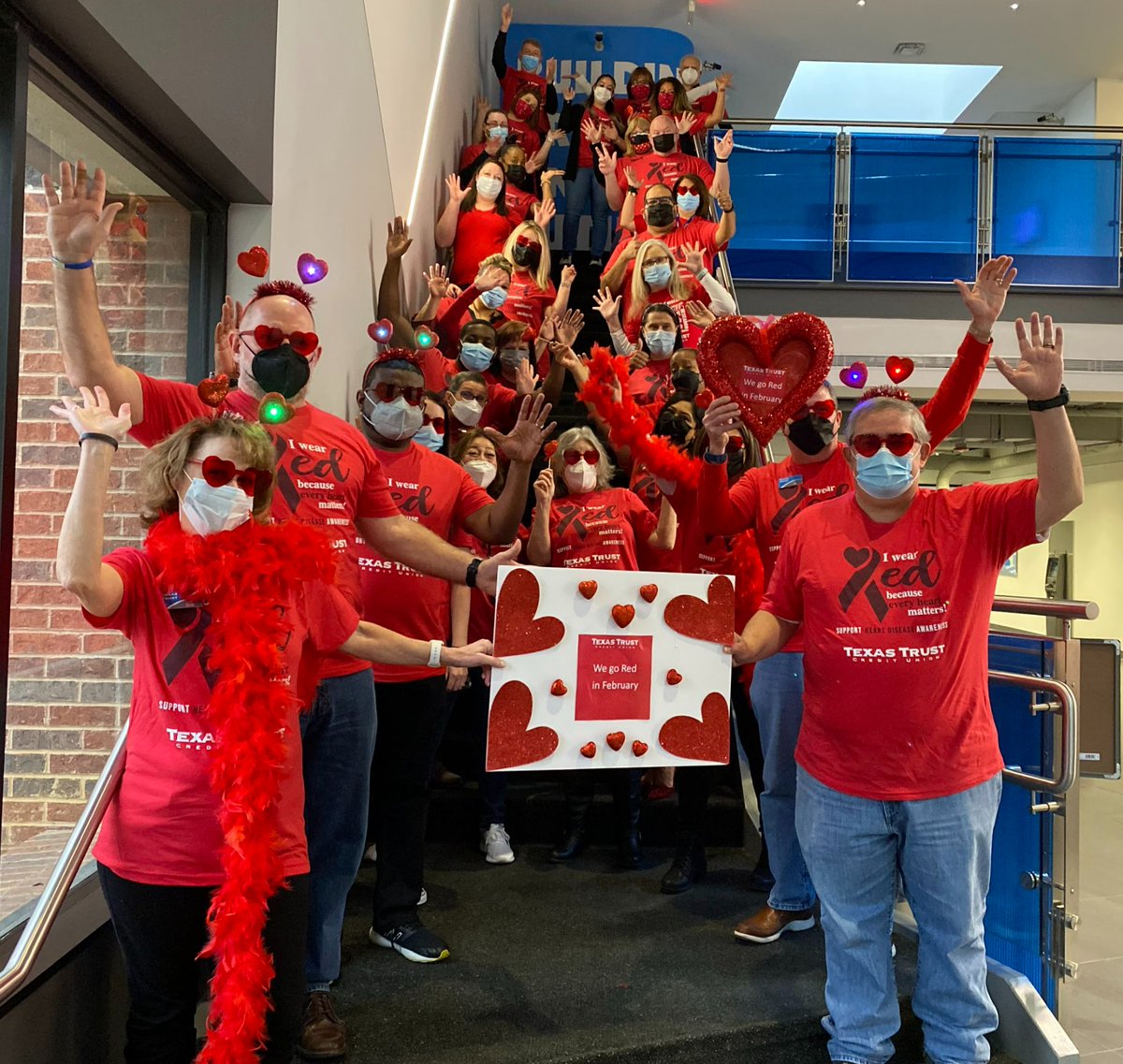 TexasTrustCU's tweet photo. Today is National Go Red day! Texas Trust is proud to support @AmericanHeartTX Heart Month! #DallasGoRed https://t.co/XGuztoYVjB