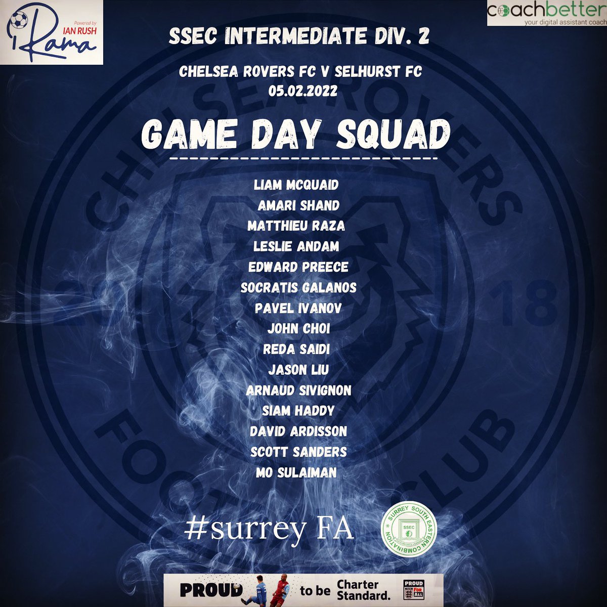 Chelsea Rovers Football Club (@chelsearoversfc) on Twitter photo Squad announced for the big game tomorrow with loads of new faces stepping up from the reserves! 👌
COYR!!! 🔥🔥🔥
<a href="/ssecleague/">Surrey South Eastern Combination</a>
@PodcastSelk Squad announced for the big game tomorrow with loads of new faces stepping up from the reserves! 👌
COYR!!! 🔥🔥🔥
<a href="/ssecleague/">Surrey South Eastern Combination</a>
@PodcastSelk