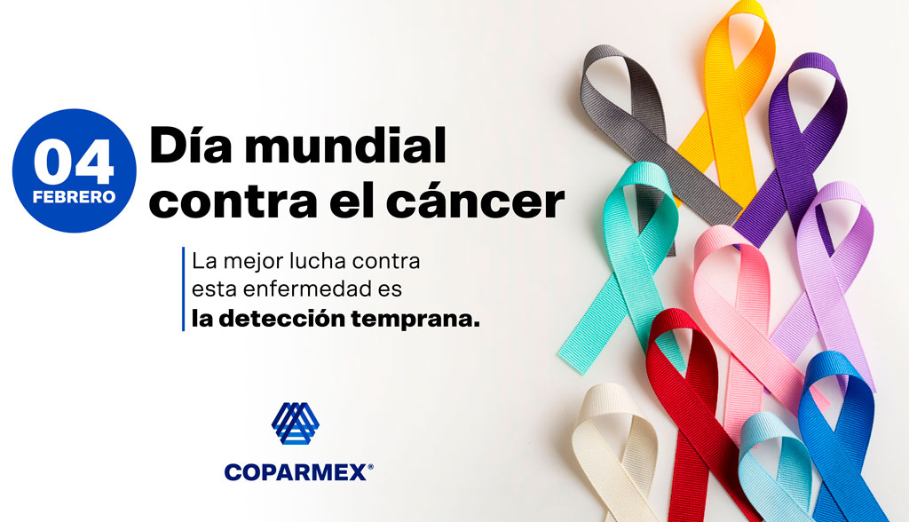 Coparmex's tweet photo. En el #DíaMundialContraElCáncer, nos unimos al llamado de millones de personas para prevenir y detectar esta enfermedad y que tod@s tengan acceso a las medicinas y tratamientos necesarios. 
¡Tomemos conciencia y trabajemos junt@s para prevenirlo! https://t.co/7VO8J2xYkn