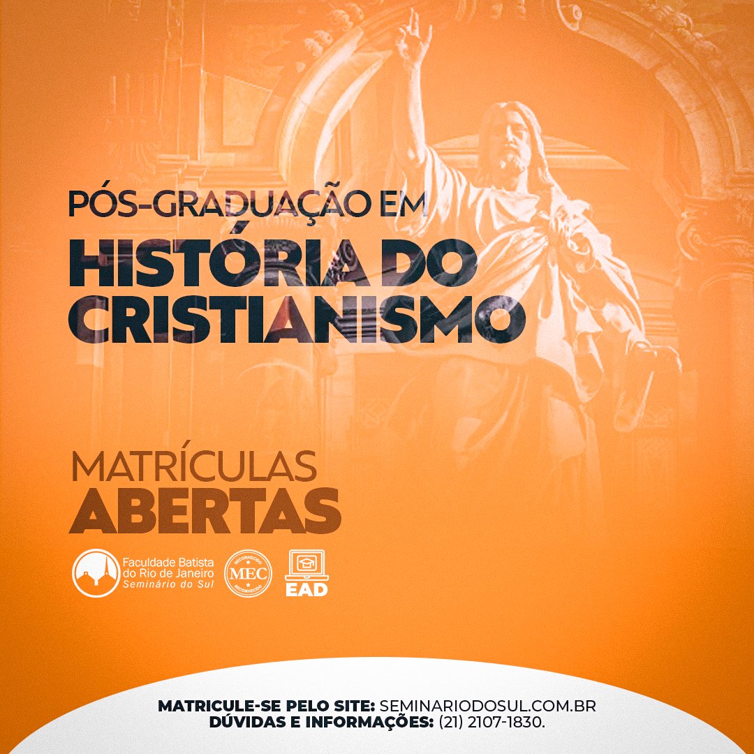 seminariodosul's tweet photo. A pós-graduação em História do Cristianismo aborda a história e a formação do pensamento cristão, e os paradigmas que estruturam a fé cristã como conhecemos hoje. Expanda seus conhecimentos! Estude quando e onde quiser. Matrículas abertas: https://t.co/jkrU8DH1xj #STBSB https://t.co/V4Z1iUNkf4
