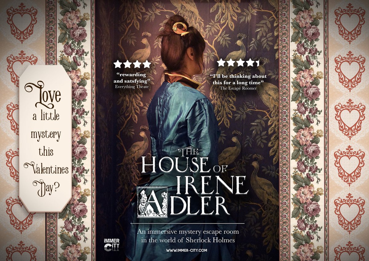 Immer_City's tweet photo. LOVE a little mystery this Valentines Weekend? Tickets for groups of 2-6 players for our immersive #escaperoom Come and have a little adventure in the world of #SherlockHolmes in this boutique pop-up #immersive #mystery https://t.co/QyfVCcxx1Q