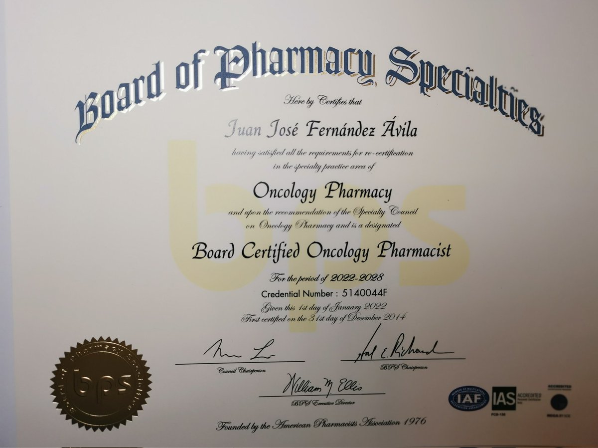Por fin llegó mi renovación que acredita por 7 años más, que soy BCOP (Board Certified Oncology Pharmacist) 2022-2028.... 👏👏👏 #oncologypharmacist #retosuperado #sumaysigue