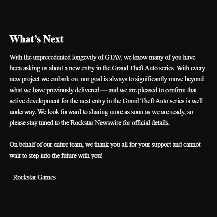 OpenIV's tweet photo. #OpenIV #modding
Rockstar Games confirms that active development for the next #GTA is well underway! More news will be shared in the future as soon as they are ready. https://t.co/gwR8nOHcVA