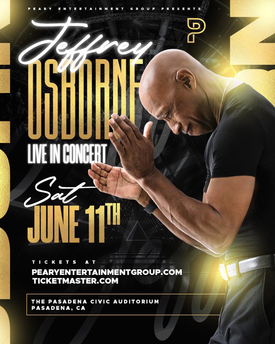 Jeffrey Osborne is headed to the <a href="/PasadenaCivic/">Pasadena Civic Aud.</a> on Saturday, June 11! 
Grab early bird tickets Tuesday 2/8 at 10AM using code: BALLAD.
General on sale begins Friday (2/11) at 10AM.
🔗 bit.ly/3J4KLjf
⭐ <a href="/_JeffreyOsborne/">Jeffrey Osborne</a>