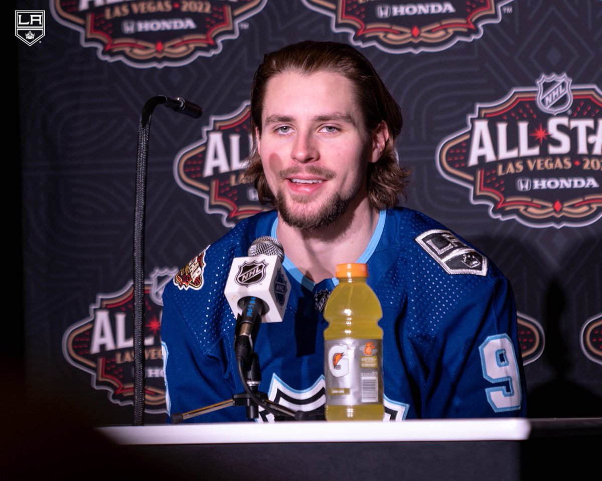 LAKings's tweet photo. .@adriankempe takes the stand for his first #NHLAllStar Media Day 🎙🎙 https://t.co/DEyQz5YHf1