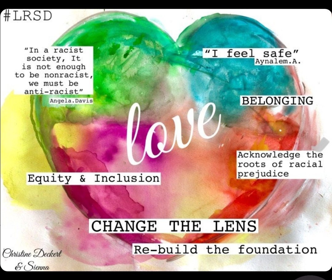 Attending an anti-racism professional development today @LRSDschoolboard 🧡 Sienna and I created this poster together with some words that stood out to me. 
<a href="/frontenacLRSD/">Frontenac School</a>
#speakyourtruth #stayingengaged #antiracism #artteacher