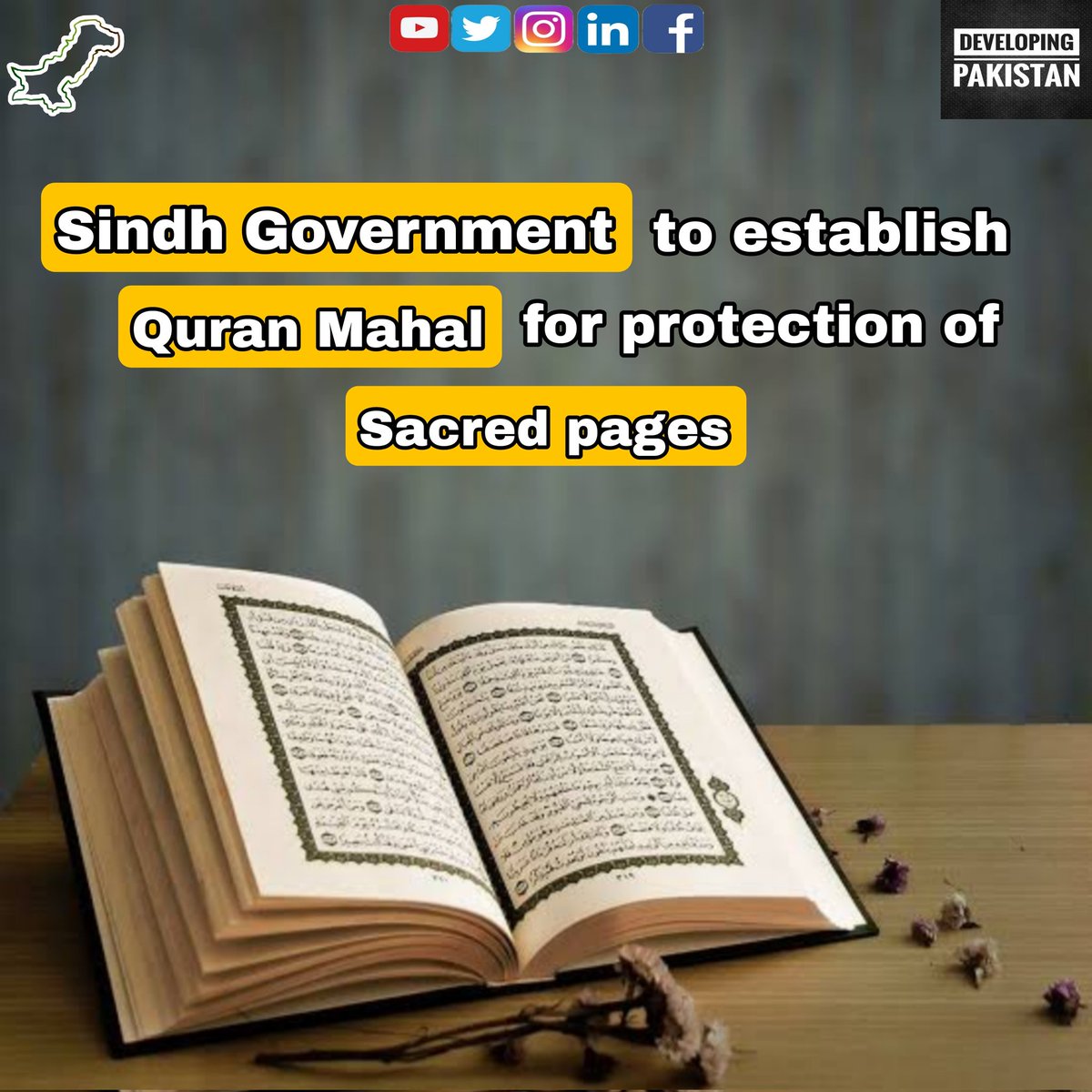 developingpak's tweet photo. To protect the sacred pages of the Holy Quran from sacrilege, the Sindh government has planned to build a Quran Mahal (Quran Palace) in the province.
#DevelopingPakistan #SindhGovt #SacredPages #QuranMahal #Pakistan π΅π°π΅π° https://t.co/KawQo5MVoC