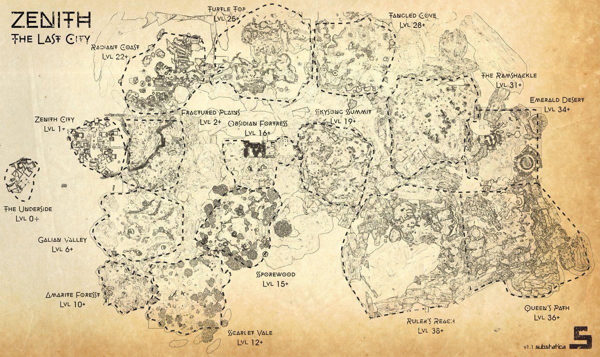 ZenithMMO's tweet image. 🗺 Map Of Zenith 🗺

The talented @substatica made a pretty awesome map of Zenith to refer to when not in-game. 

I may or may not be measuring my wall to see how a giant print of this would look on it 🤔 

(epic quality version: bit.ly/ZenithMap)