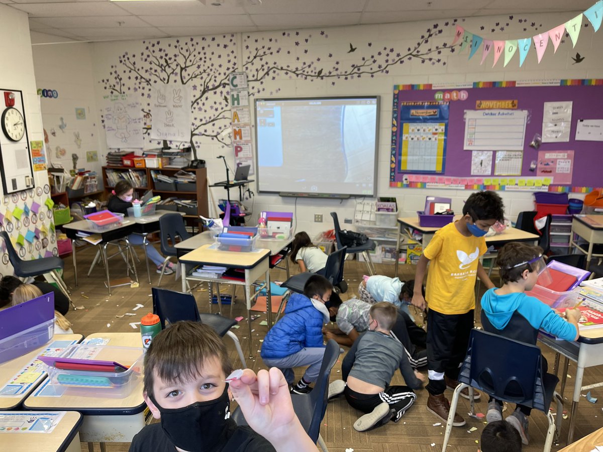 Throwback to when the students earned a class reward and voted for “Messy Day.” Here we are cleaning up at the end of the day!