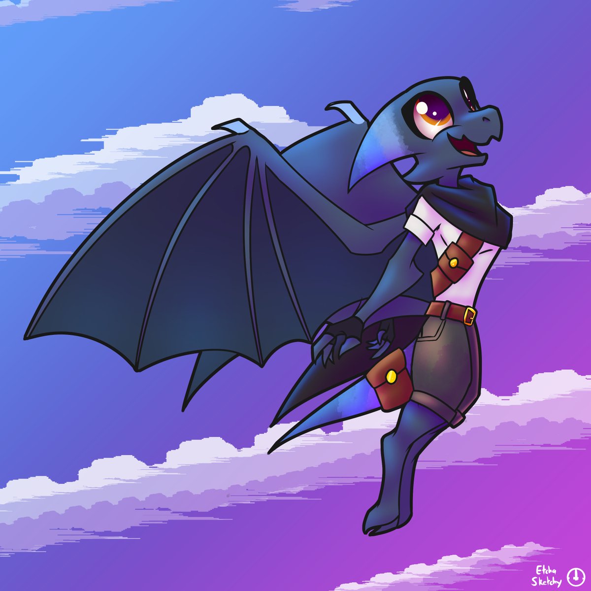 Etchasketchyart's tweet image. Commission for @StraidTheKobold, Straid's got wings now!