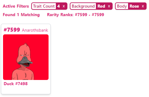 Next we have Red background and Rose body, only one of these exist!