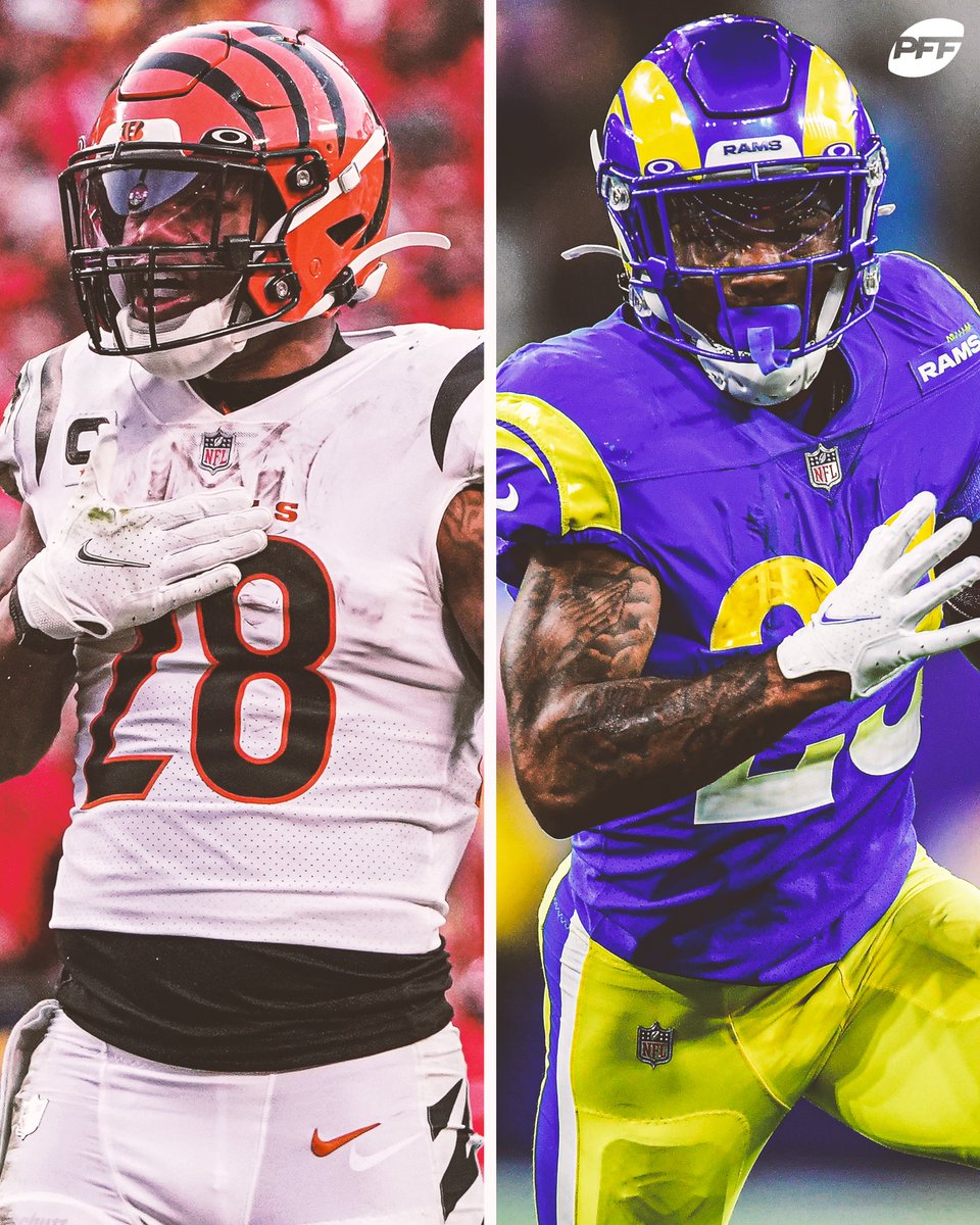 PFF's tweet image. Which running back will have a bigger game? 👀

🔁 Joe Mixon
❤️ Cam Akers