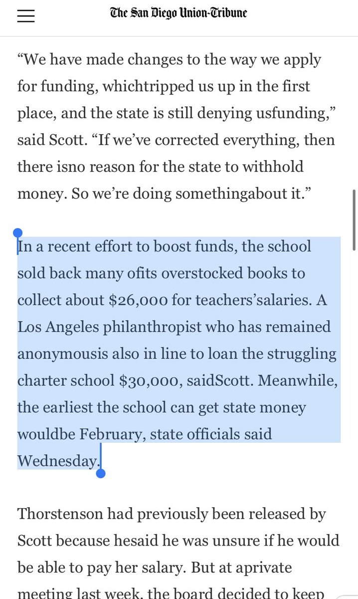 If you read that above article about Dr Scott’s previously failed charter school that OCBE wasn’t concerned about when handing over more public funds to him, it mentioned Dr Scott had an “Los Angeles philanthropist” willing to loan him money. Coincidence, I’m sure.