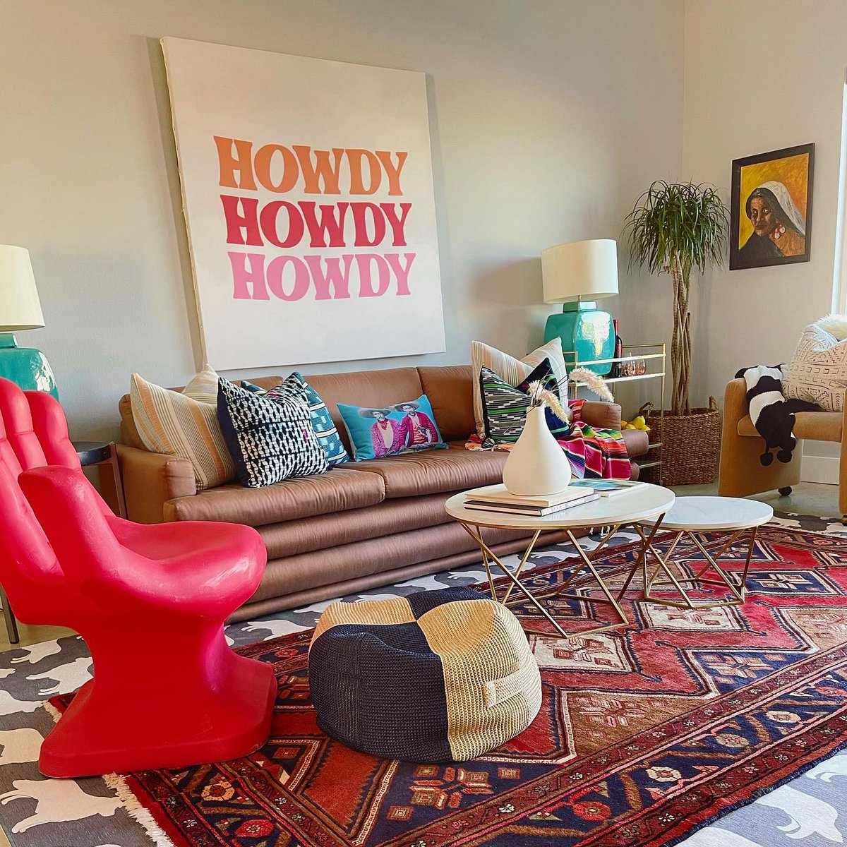 Howdy, weekend! 🥰 Photo from howdyhousebryan Featuring 'Howdy' tapestry by socoart