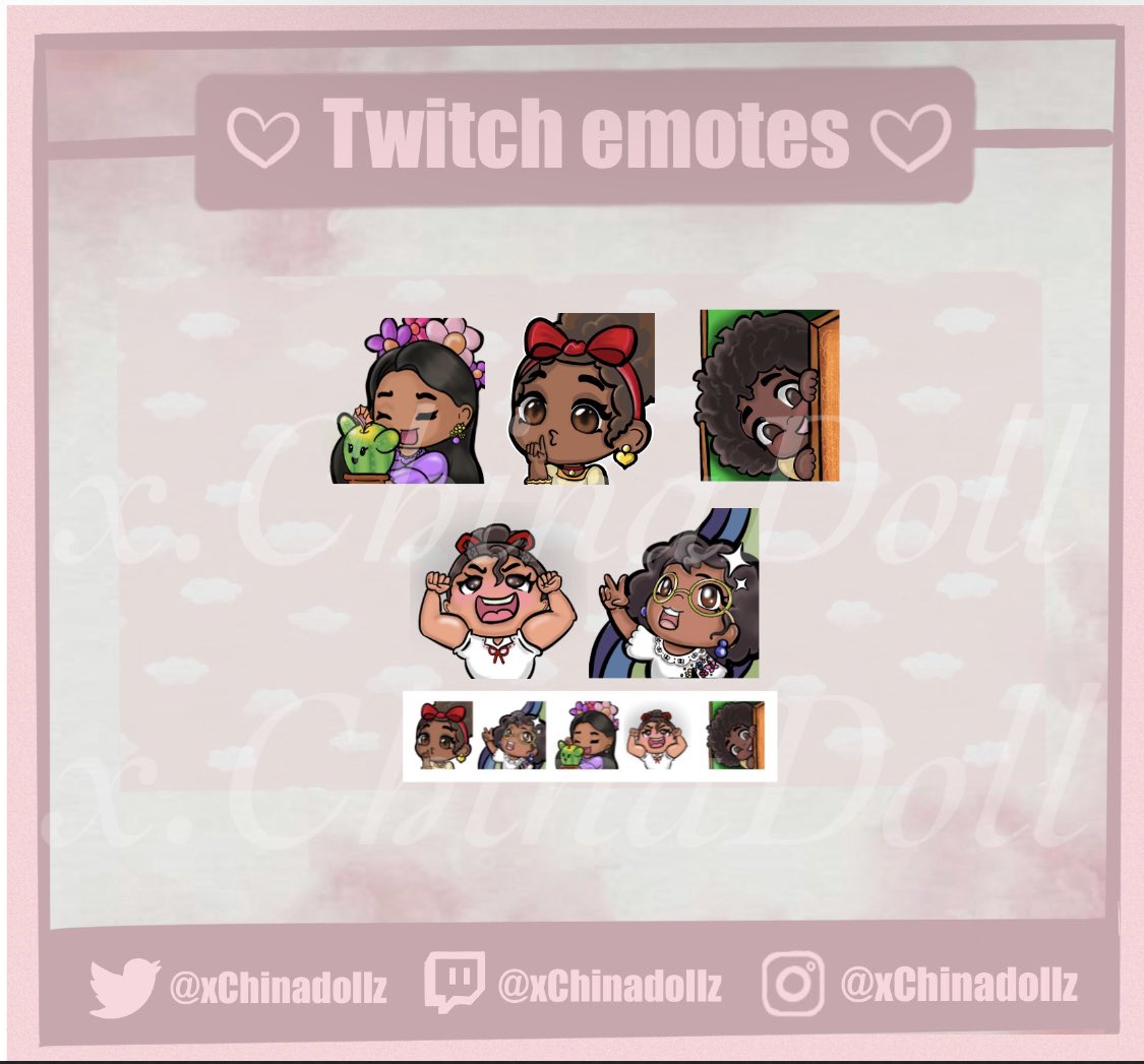 SelflessMina's tweet photo. My Encanto inspired emotes.
#emoteartist #Emote #twitchemotes #TwitchEmoteArtist #commissionsopen #Encanto #encantofanart https://t.co/s4npKIShgq