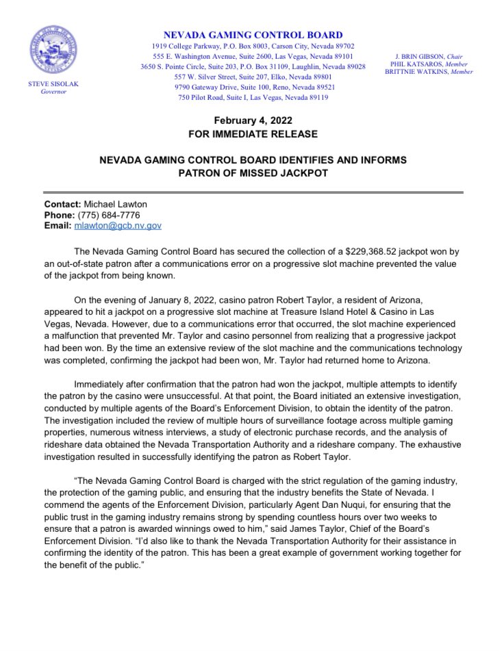 LasVegasLocally's tweet image. Last week the GCB agents found the man and let him know he'd had a much better Vegas vacation than he'd realized. He plans to pick up his winnings this weekend. 💰