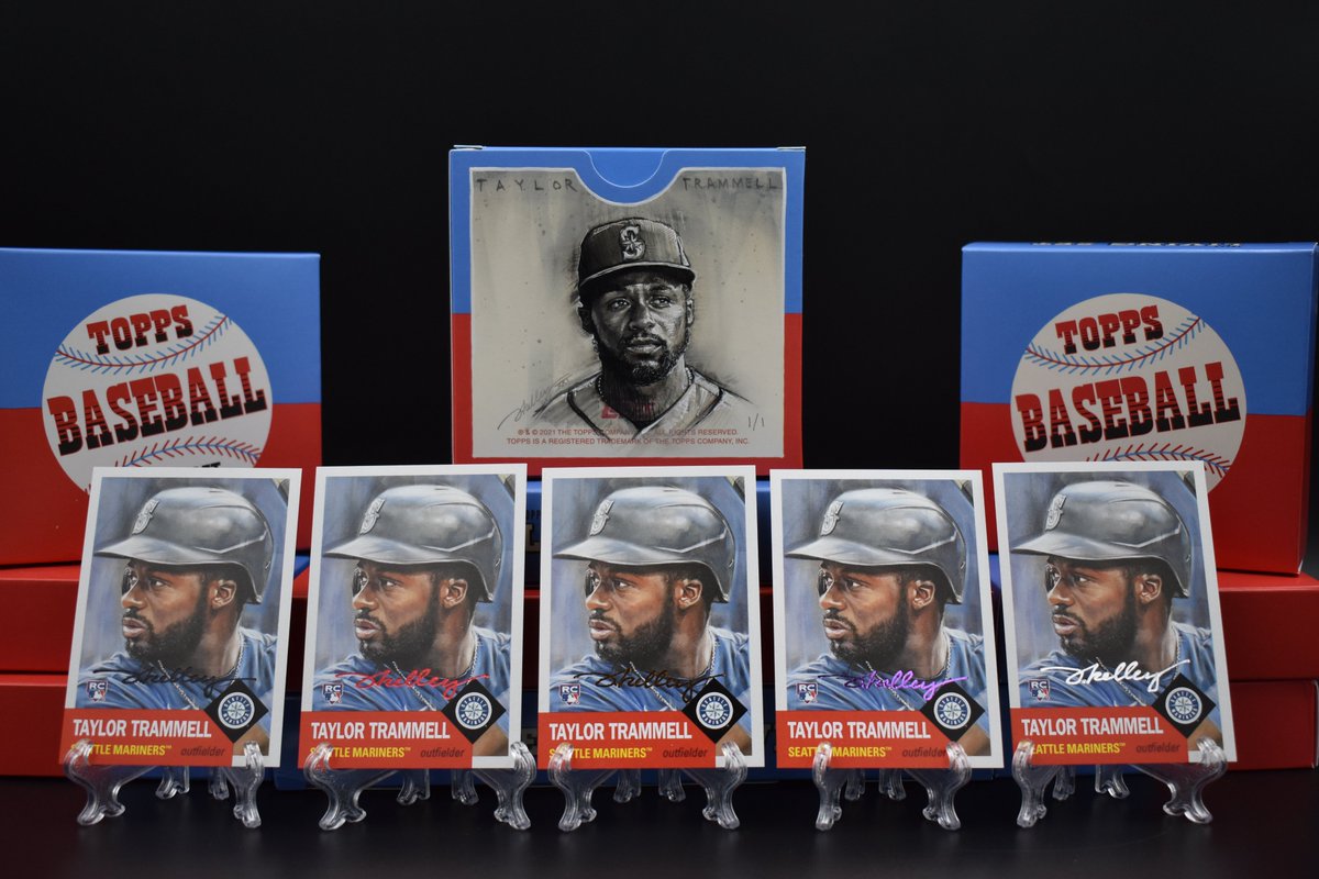 wheelercollect1's tweet photo. Giveaway time...Check out the giveaway tab at https://t.co/X9i2iMoDyG for more information.  Jared Kelly 1-of-1 art boxes are on fire!!  @jaredkelley #carlosrodon #TaylorTrammell #JaredKelenic https://t.co/LQhkRb3OqA