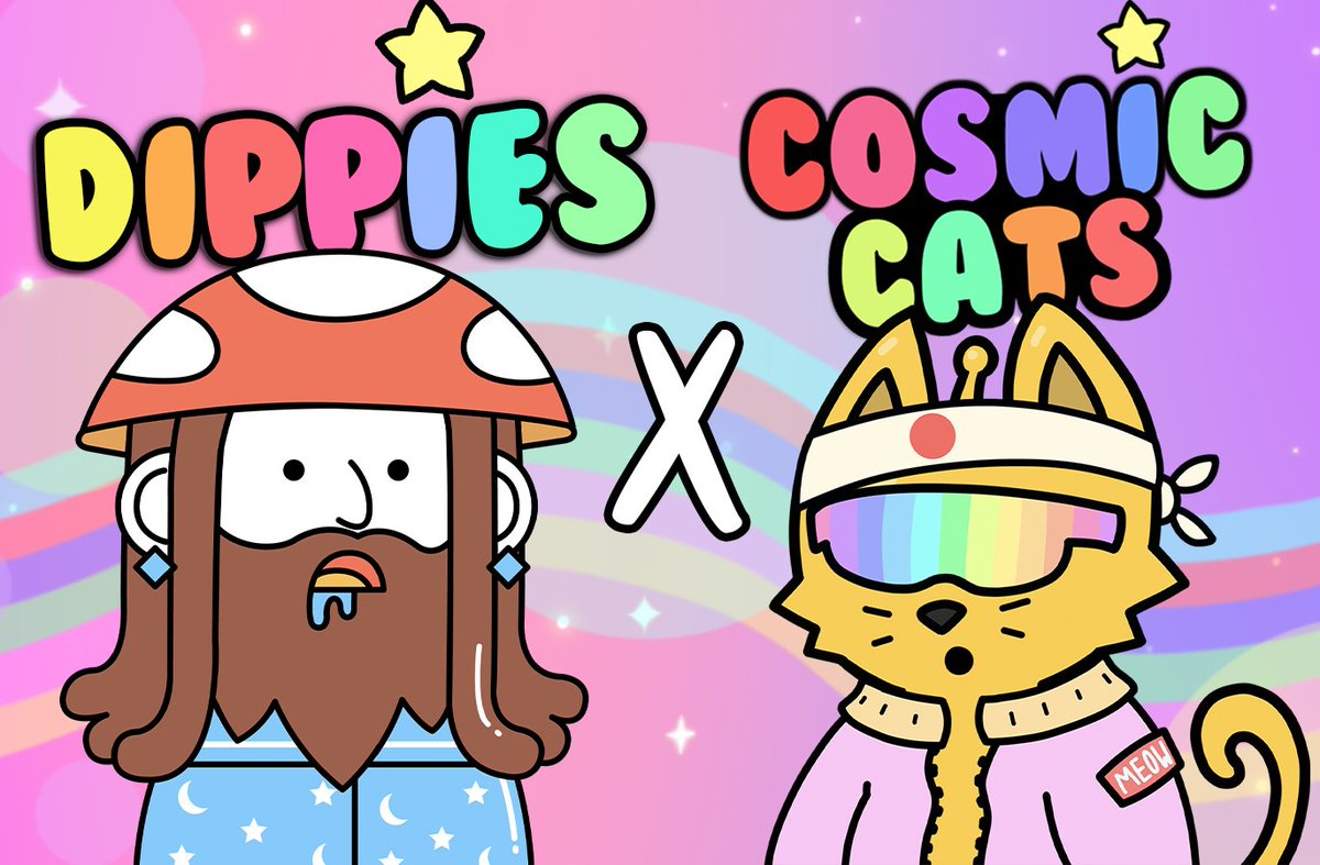 Dippies (@dippiesnft) on Twitter photo Dippies 💜 Cosmic Cats
10 x Cosmic Cats WL spots up for grabs on this Tweet! 🪘🌸
To Enter:
1⃣ Follow @dippiesNFT & <a href="/CosmicCats_/">Cosmic Cats</a>
2⃣ RT + ❤️
3⃣ Tag 3 Groovy Frens
⭐️ Say hi from Dippies in the Discord: discord.gg/cosmiccats
#WhitelistGiveaway #NFTGiveaway Dippies 💜 Cosmic Cats
10 x Cosmic Cats WL spots up for grabs on this Tweet! 🪘🌸
To Enter:
1⃣ Follow @dippiesNFT & <a href="/CosmicCats_/">Cosmic Cats</a>
2⃣ RT + ❤️
3⃣ Tag 3 Groovy Frens
⭐️ Say hi from Dippies in the Discord: discord.gg/cosmiccats
#WhitelistGiveaway #NFTGiveaway