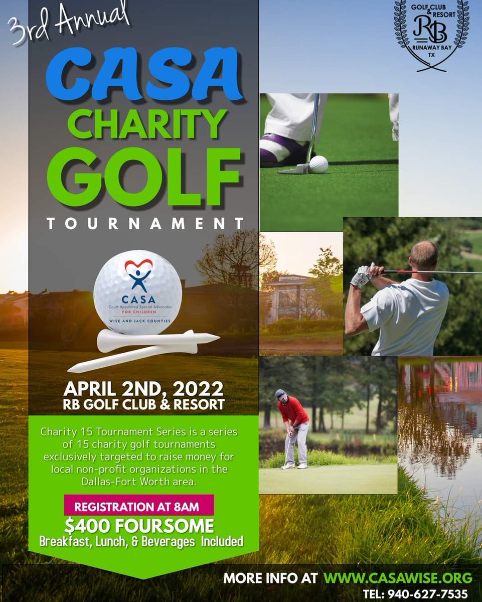 CASAWiseAndJack's tweet photo. #3rdannual Casa of Wise &amp; Jack Counties Charity Golf Tournament at @RB Golf Club &amp; Resort. Come out and work on your golf game and support a local charity at the same time!

⛳️ April 2nd, 2022
👉Register online at https://t.co/xwl4qzeqAg https://t.co/gWWjp4qDK2