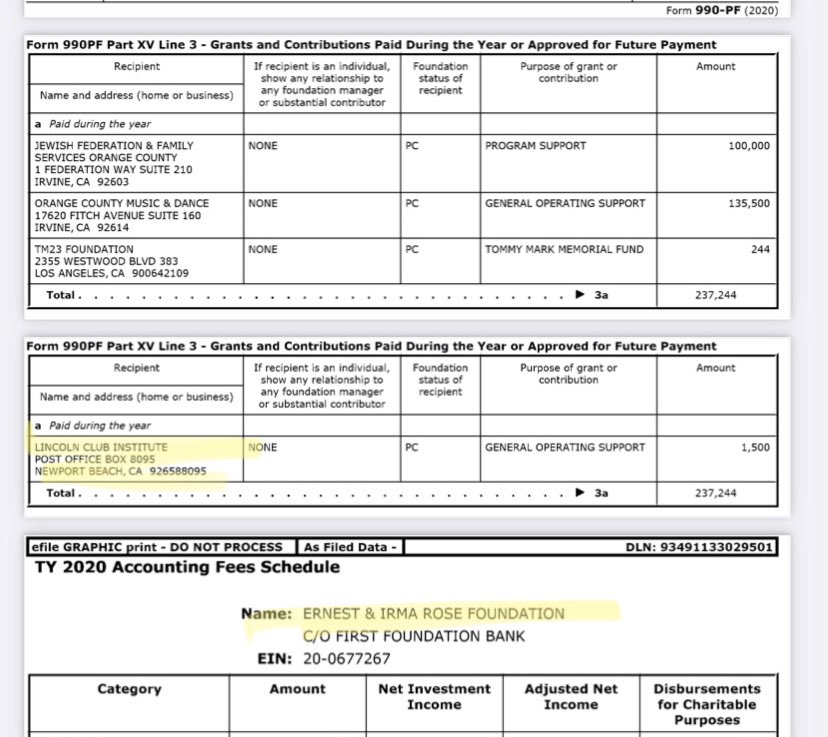 Douglas Freeman is also Pres of the Ernst & Irma Rose Foundation. Recent expenses show $1500 to Lincoln Club (a common amount seen with members, leaving many to assume yearly dues) and $135k to OCMD.OCCA has many ties to the Lincoln Club, including their founders.