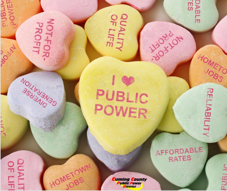 It's February and We love Public Power! Did you know?...Nebraska is the only state in America totally served by a consumer-owned public power system delivering electricity as a nonprofit service.
#PublicPower #WeLovePublicPower #CommunityPowered #NebraskaLove