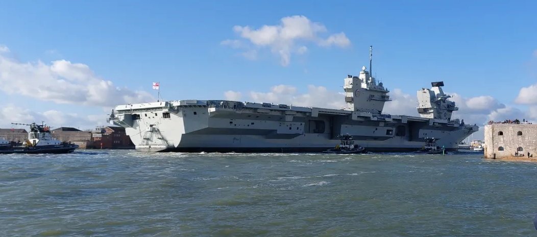 HMS Prince of Wales coming into Portsmouth harbour today!