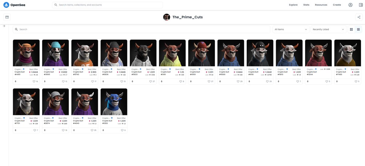 Simsesh1's tweet image. 16 Bulls and counting for the @ThePrimeCuts1 community investment pool! All bulls within this pool will gain a bear on Feb 10 and the community will decide what to do with the funds! What a great incentive! To join @Crypto_Bull_NFT  or @ThePrimeCuts1  twitter for the discord link