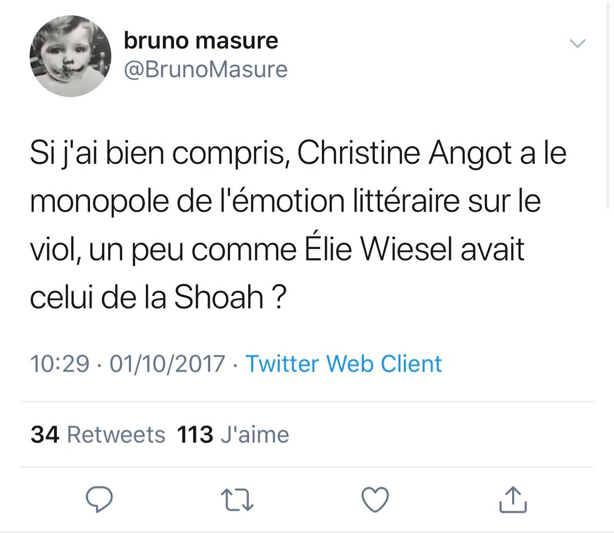 Beccah2Fois's tweet photo. #Masure sur #Rioufol c’est comme le camembert qui dit au roquefort tu pues …..
Ci dessous son tweet immonde sur #ElieWiesel qui n’était même pas encore froid et son tweet ignoble quelques mois plus tard
Et après ça vient filer des leçons de maintien ….
#LaGerbe https://t.co/DFtdrD57bC