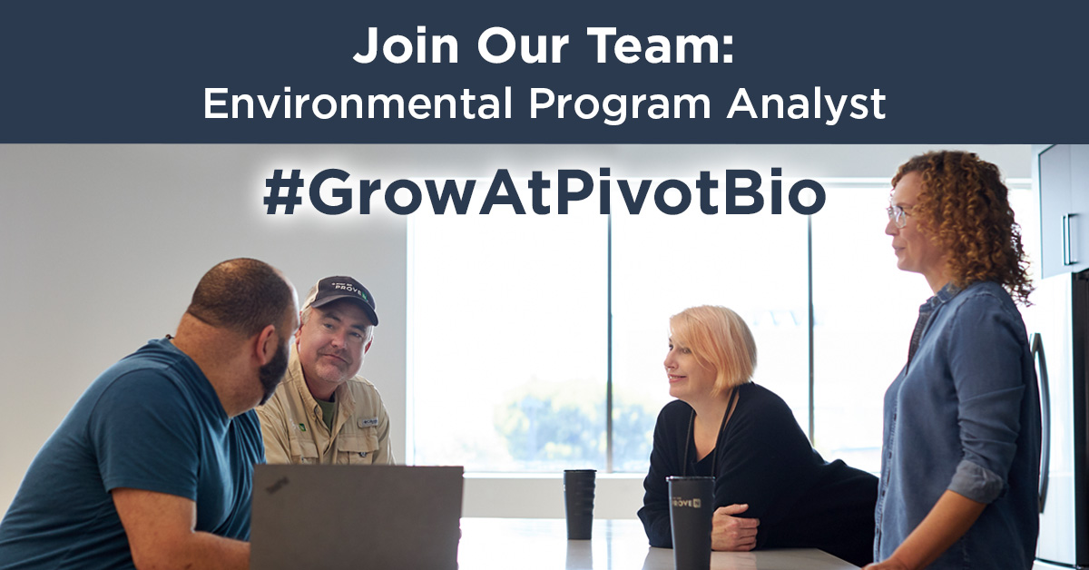 pivotbio's tweet image. #Sustainableag needs to be economically sustainable for farmers. We are #hiring an Environmental Programs Analyst to build data-driven programs that recognize farmers protecting our natural resources. #GrowAtPivotBio    pivotbio.co/Jobs