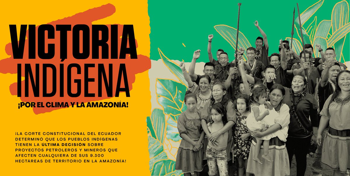 CofanesS's tweet photo. 📢 #UltimaHora

¡¡HISTÓRICA VICTORIA DE LOS #PueblosIndígenas!!

La @CorteConstEcu falló A FAVOR de nuestro derecho de a decidir el futuro de nuestros territorios en la #Amazonía y a decir NO a los proyectos extractivos. https://t.co/56OSqIol9P