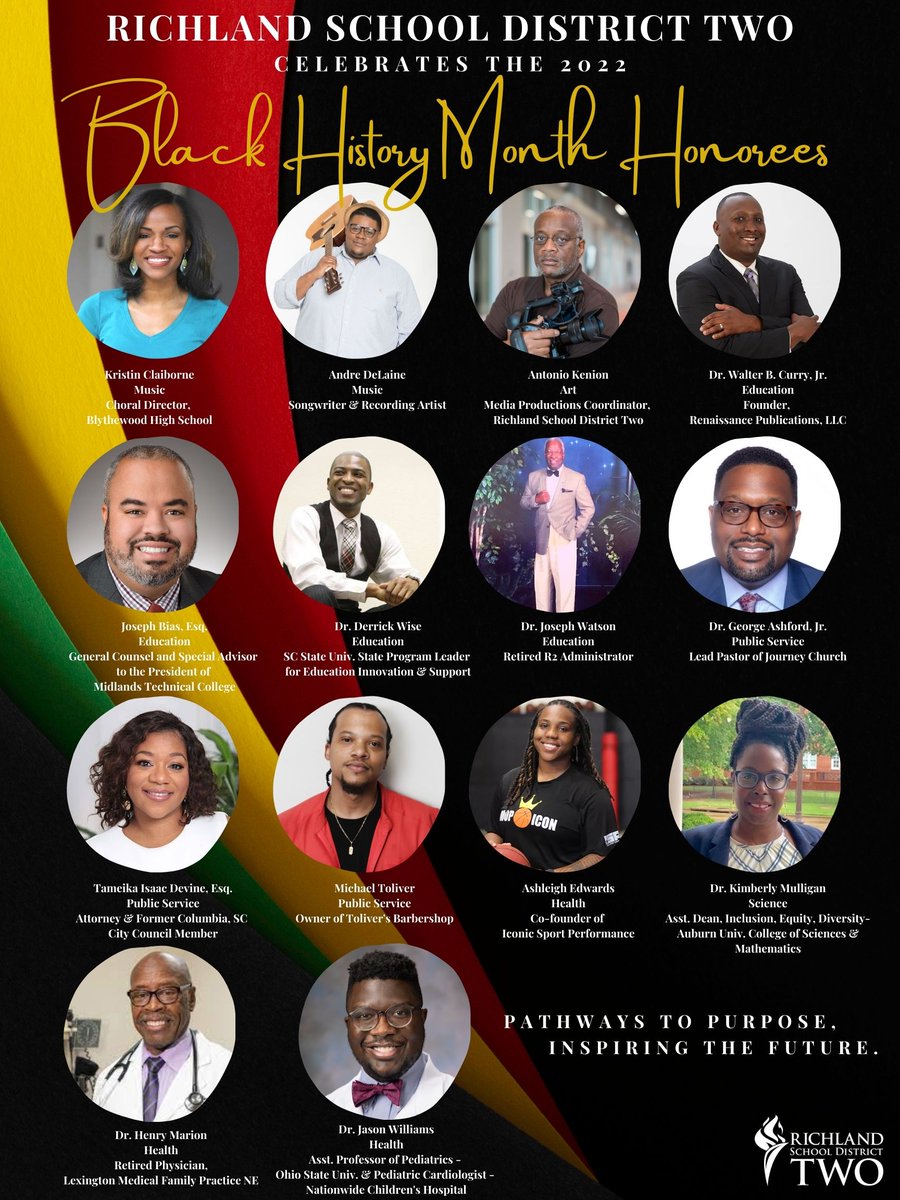 <a href="/RichlandTwo/">Richland School District Two</a> is proud to announce its 2022 Black History Month Honorees. Information about individual honorees will be posted throughout the month. Please join us in thanking these individuals for their contributions to Black history and culture. #R2DEI #BlackHistoryMonth