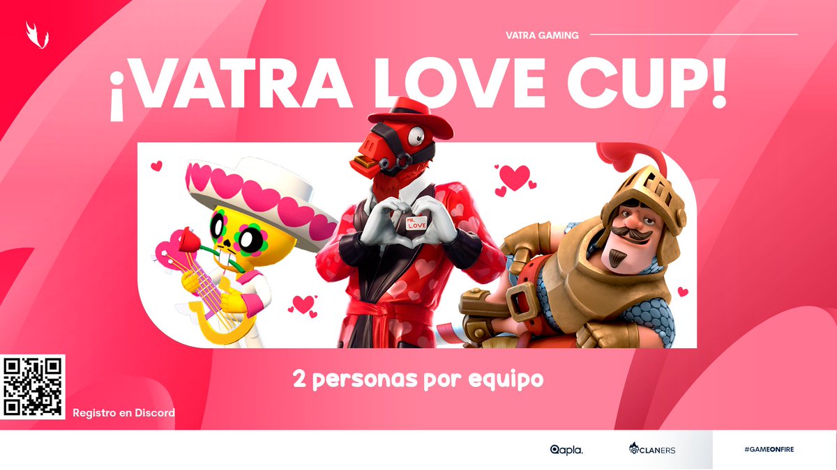 VatraGaming's tweet photo. ¿Cómo vas a festejar el día del amor y la amistad? 
Si estás buscando diversión únete a la #VATRALOVECUP 😍

Para participar debes seguir las instrucciones que te hemos dejado en discord: https://t.co/C2PW5WqKfP

- Dale ❤️, RT y etiqueta a tu dúo 

Hasta $150 dlls en premios💰 https://t.co/kgkDtpxW7O