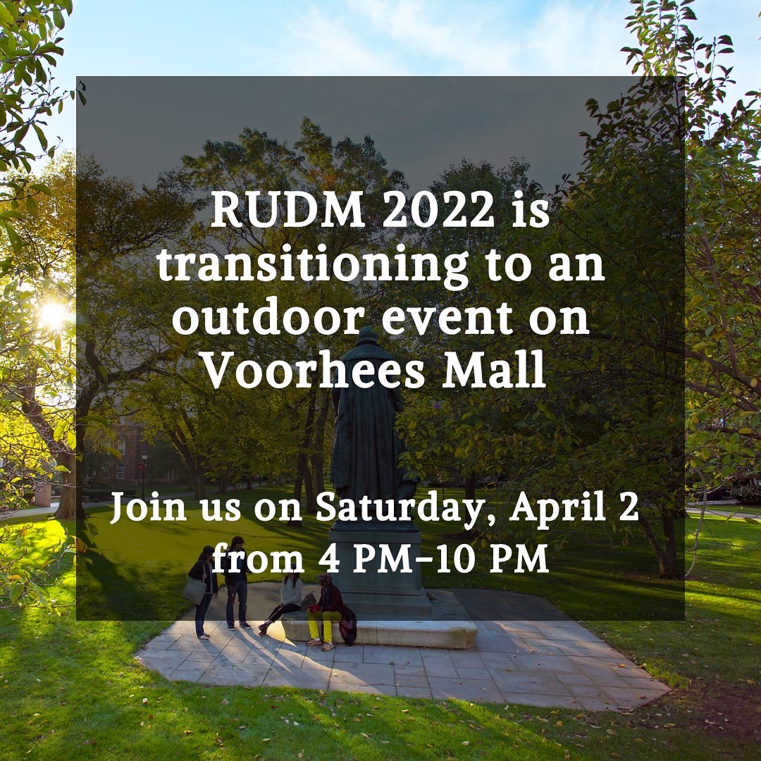 RUDanceMarathon's tweet photo. We are thrilled to share an update about the status of our in-person Dance Marathon: We are transitioning RUDM 2022 to an outdoor event on Voorhees Mall on our historic College Avenue Campus! For more information, head to our website https://t.co/cGArNaGu2S! https://t.co/vI3P7SAaPq