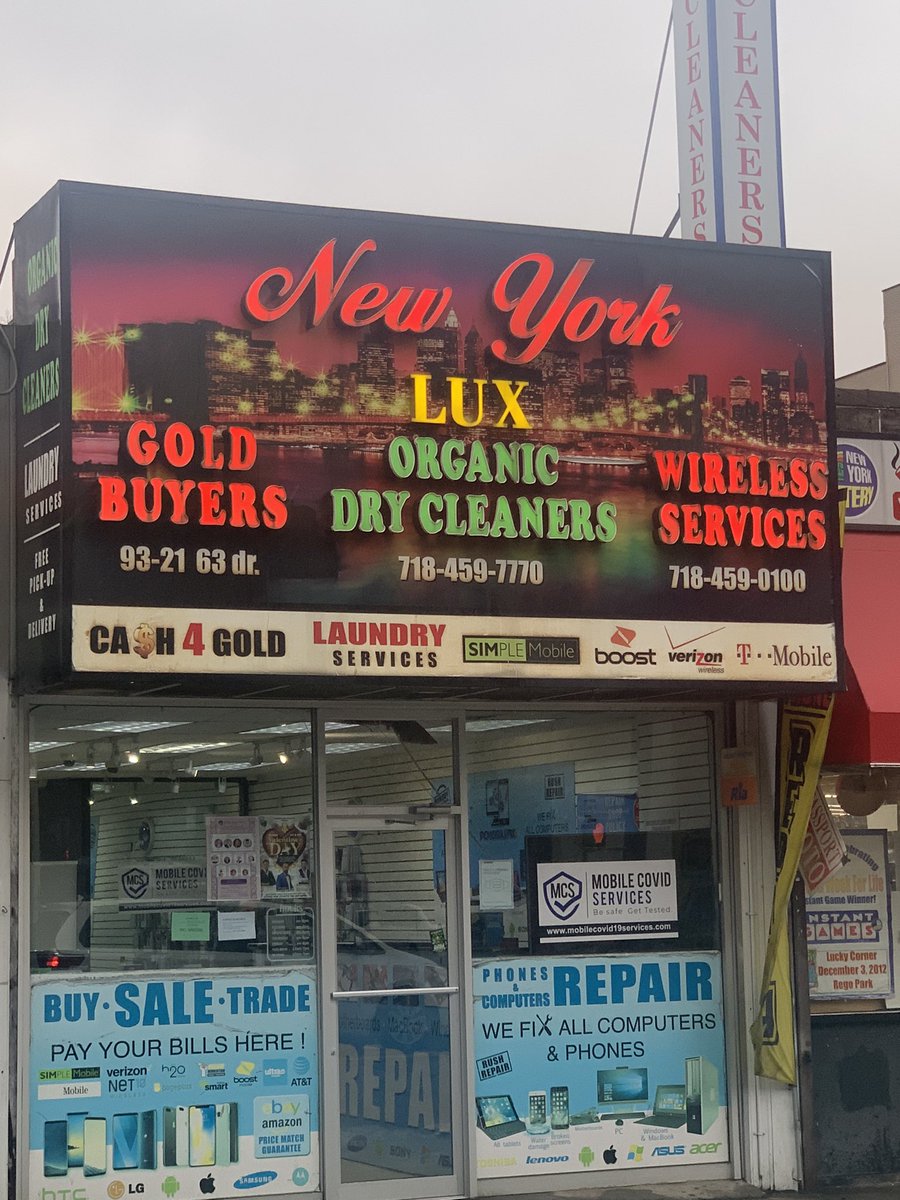 DennisStephan22's tweet photo. It doesn’t get much more #Queens than this. Sell your gold, get a cell phone AND get your organic cleaning done all in one spot. #NYC #RepresentingQueens https://t.co/phKSSMTiEp