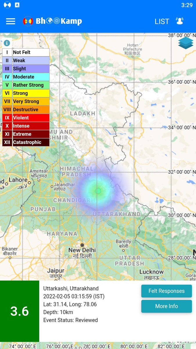 NCS_Earthquake's tweet photo. Earthquake of Magnitude:3.6, Occurred on 05-02-2022, 03:15:59 IST, Lat: 31.14 &amp; Long: 78.06, Depth: 10 Km ,Location: 58km NW of Uttarkashi, Uttarakhand, India for more information download the BhooKamp App https://t.co/VYTtcJFadP
@Indiametdept 
@ndmaindia https://t.co/EMPxsUv48D
