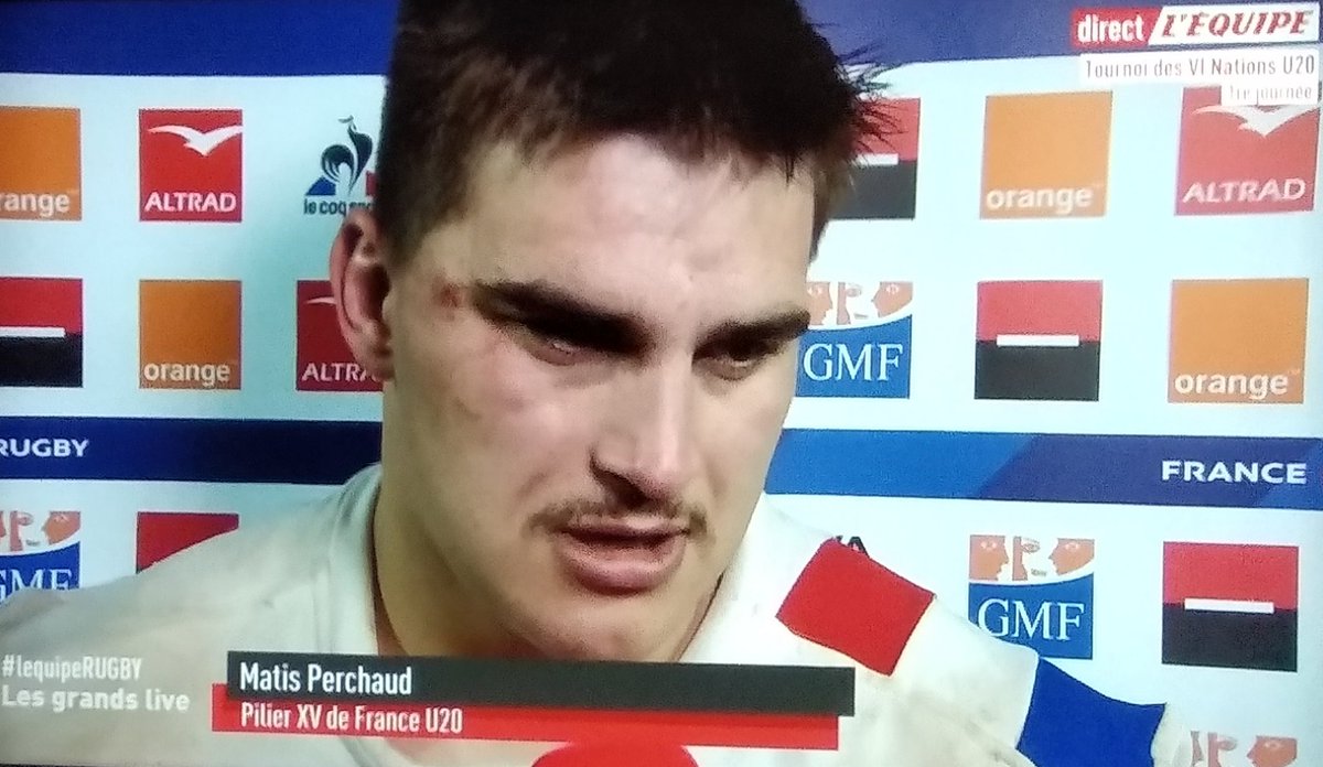 🔵⚪ Matis Perchaud, pilier de l'<a href="/avironrugbypro/">Aviron Bayonnais</a> a été très bon avec l'équipe de France et finit homme du match ce soir 👏
#Rugby #FRAITA #FranceU20 #SixNations #Bayonne