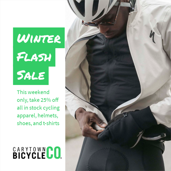 FLASH SALE - 25% OFF In Stock Apparel - mailchi.mp/carytownbicycl…